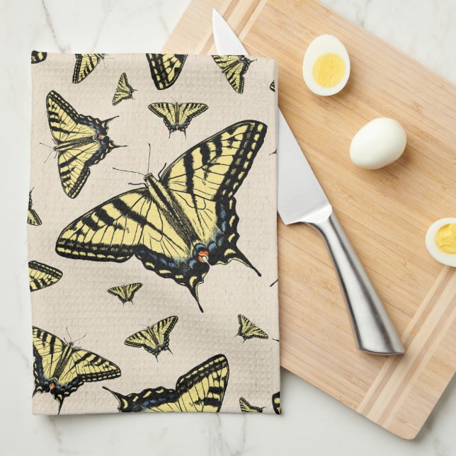 Southwest Yellow Swallowtail Butterflies All Over  Kitchen Towel (Quarter Fold)