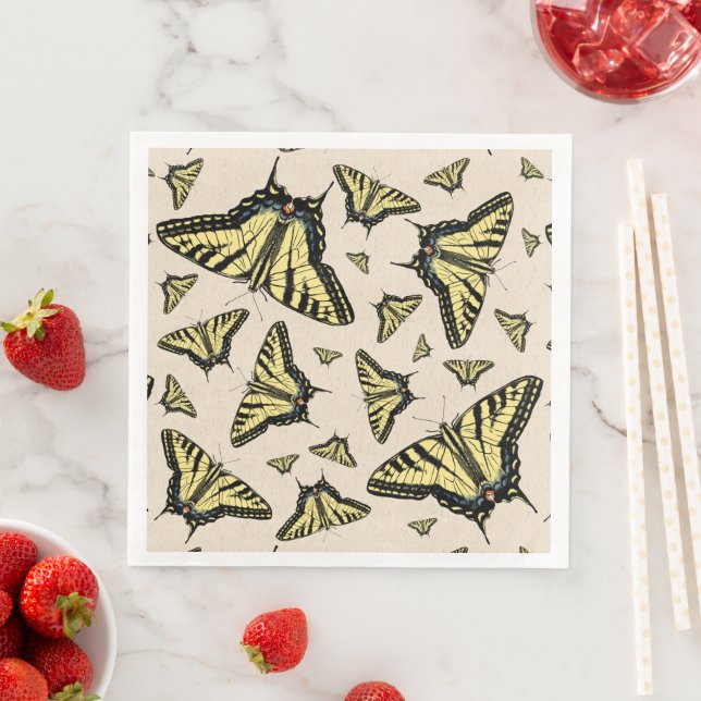 Southwest Yellow Swallowtail Butterflies All Over  Paper Dinner Napkins (Insitu)