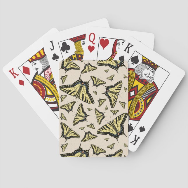 Southwest Yellow Swallowtail Butterflies All Over  Poker Cards (Back)