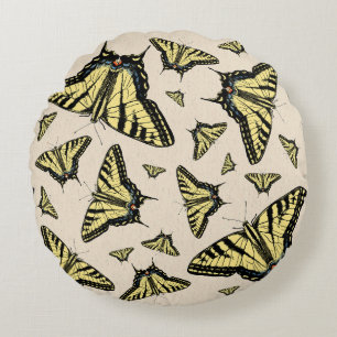 Southwest Yellow Swallowtail Butterflies All Over Round Pillow
