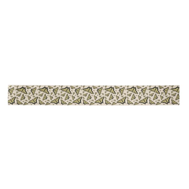 Southwest Yellow Swallowtail Butterflies All Over  Satin Ribbon (Front)