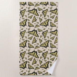 Southwest Yellow Swallowtail Butterflies Pattern Beach Towel