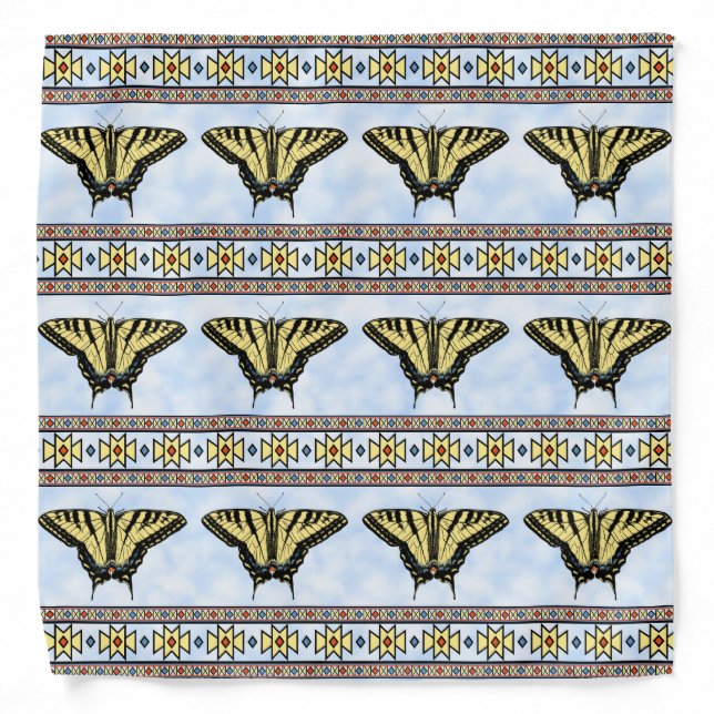 Southwest Yellow Swallowtail Butterfly Blue Sky Bandana (Front)