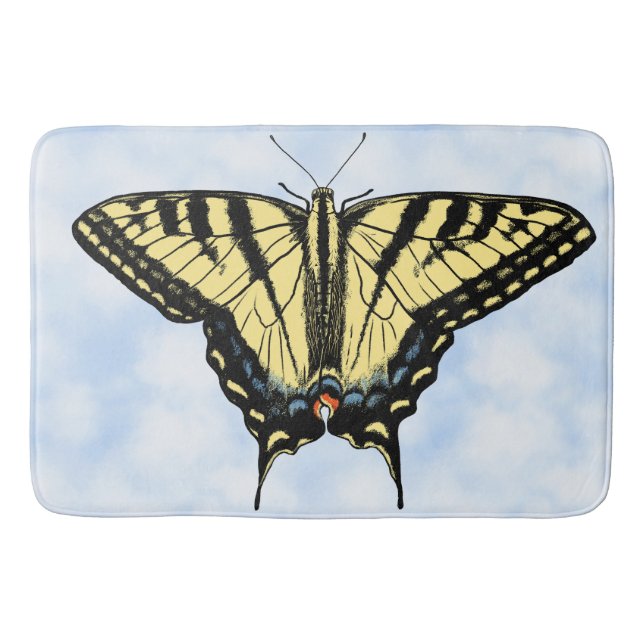 Southwest Yellow Swallowtail Butterfly Blue Sky Bath Mat (Front)