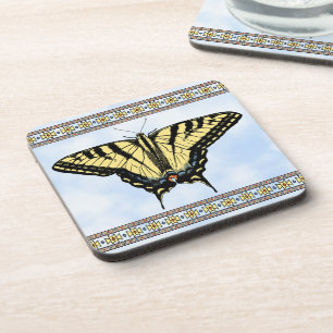 Southwest Yellow Swallowtail Butterfly Blue Sky Beverage Coaster
