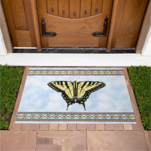 Southwest Yellow Swallowtail Butterfly Blue Sky Doormat