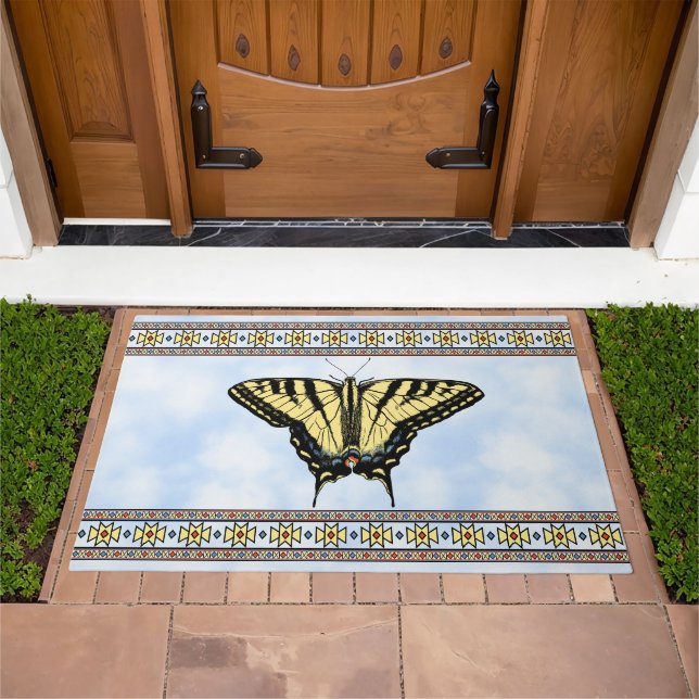 Southwest Yellow Swallowtail Butterfly Blue Sky Doormat (Outdoor)