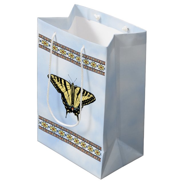 Southwest Yellow Swallowtail Butterfly Blue Sky Medium Gift Bag (Front Angled)