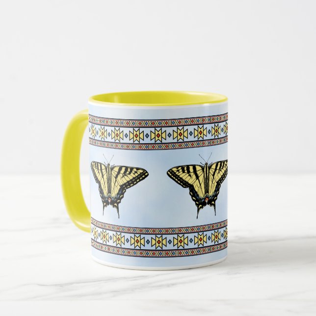 Southwest Yellow Swallowtail Butterfly Blue Sky Mug (Front Left)
