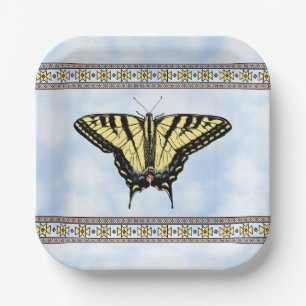 Southwest Yellow Swallowtail Butterfly Blue Sky Paper Plates