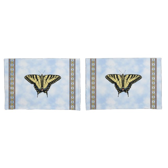 Southwest Yellow Swallowtail Butterfly Blue Sky Pillow Case (Front-Set)
