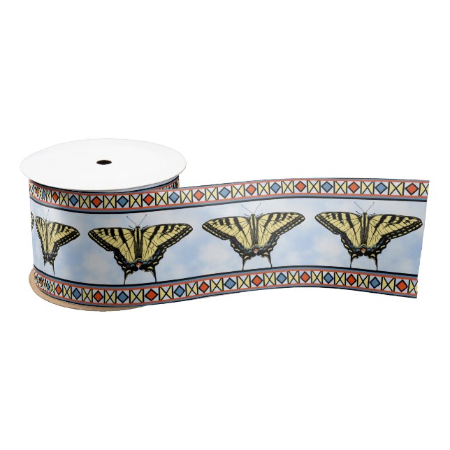 Southwest Yellow Swallowtail Butterfly Blue Sky Satin Ribbon (Spool)