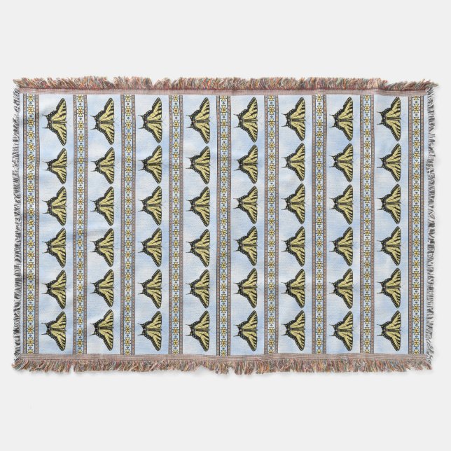 Southwest Yellow Swallowtail Butterfly Blue Sky Throw Blanket (Front)