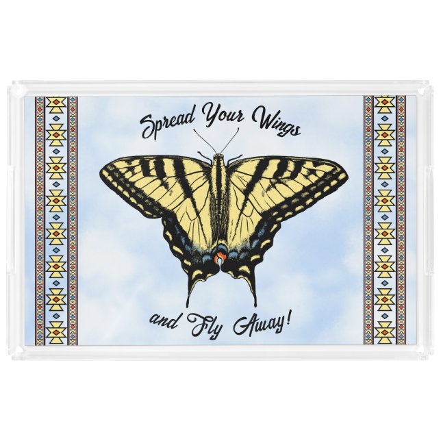 Southwest Yellow Swallowtail Butterfly Custom Acrylic Tray (Front)