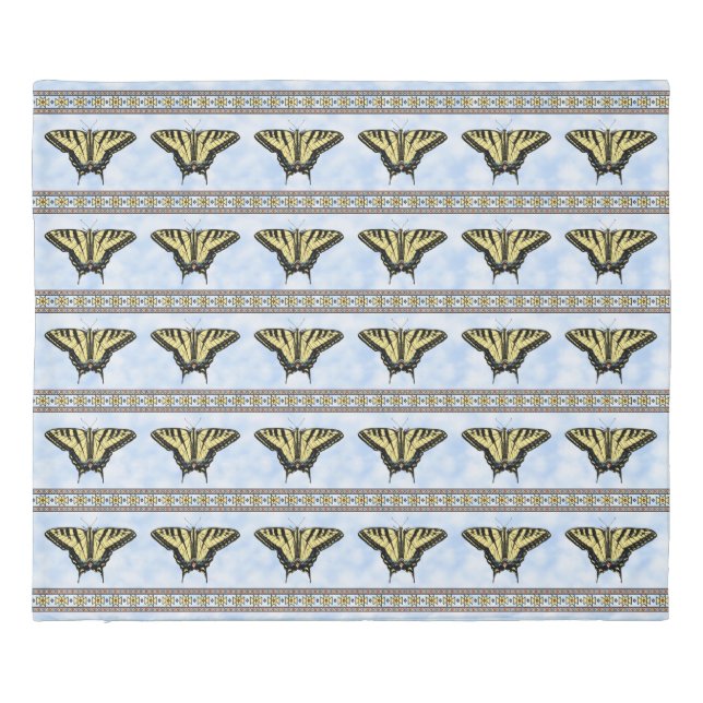 Southwest Yellow Swallowtail Butterfly Design King Duvet Cover (Back)