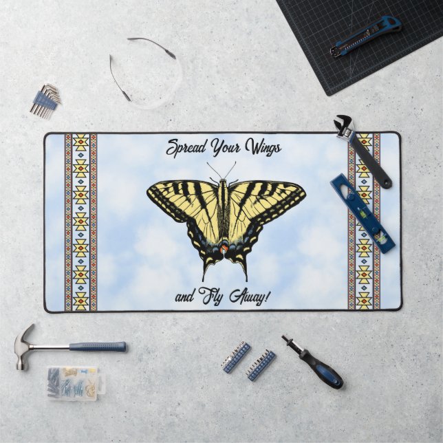 Southwest Yellow Swallowtail Butterfly Personalize Desk Mat (Workstation)