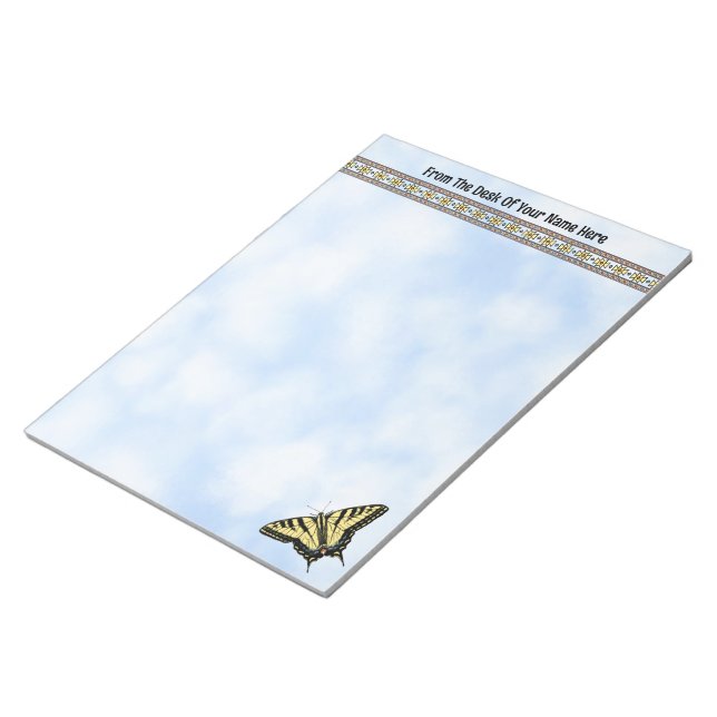 Southwest Yellow Swallowtail Butterfly Personalize Notepad (Angled)