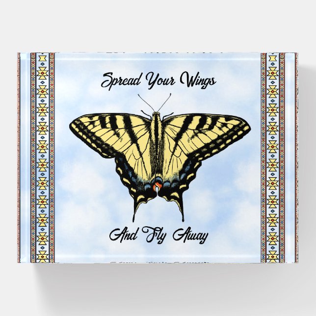Southwest Yellow Swallowtail Butterfly Personalize Paperweight (Front)