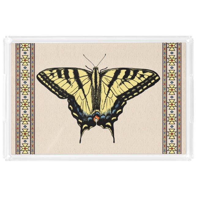 Southwest Yellow Swallowtail Butterfly Rectangle Acrylic Tray (Front)