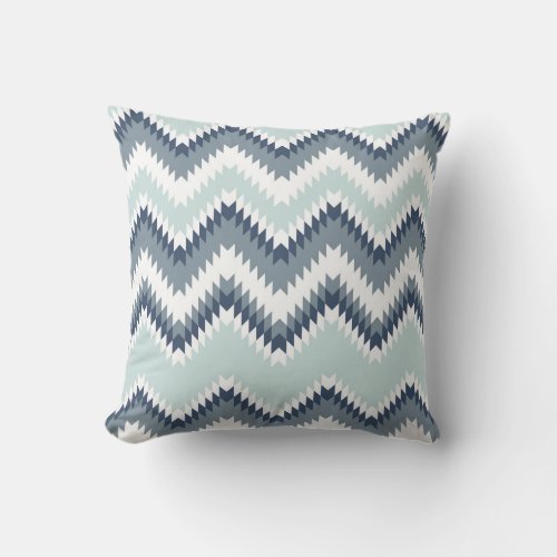 Southwest Zigzag Pattern Navy Mint Throw Pillow