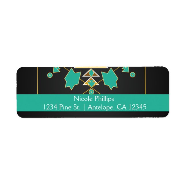 Southwester Turquoise Black Gold Address Labels (Front)