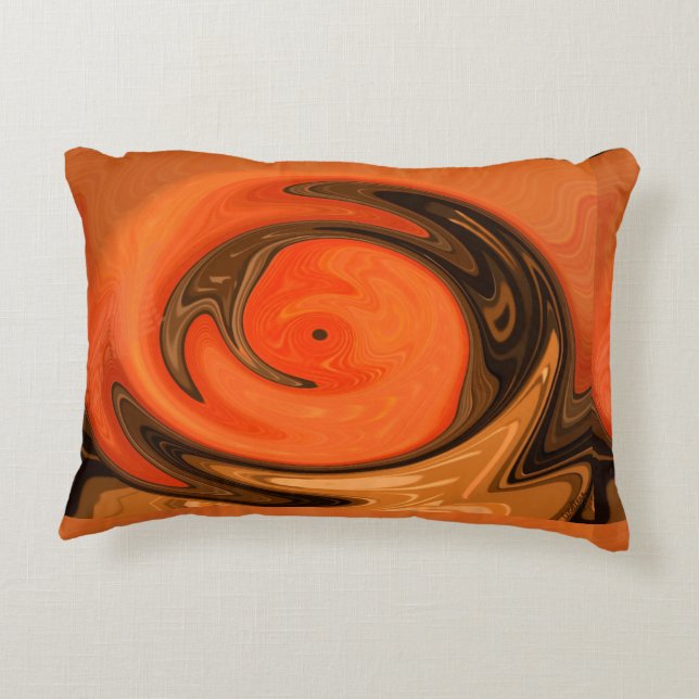 Southwestern Abstract Orange Brown Accent Pillow (Back)
