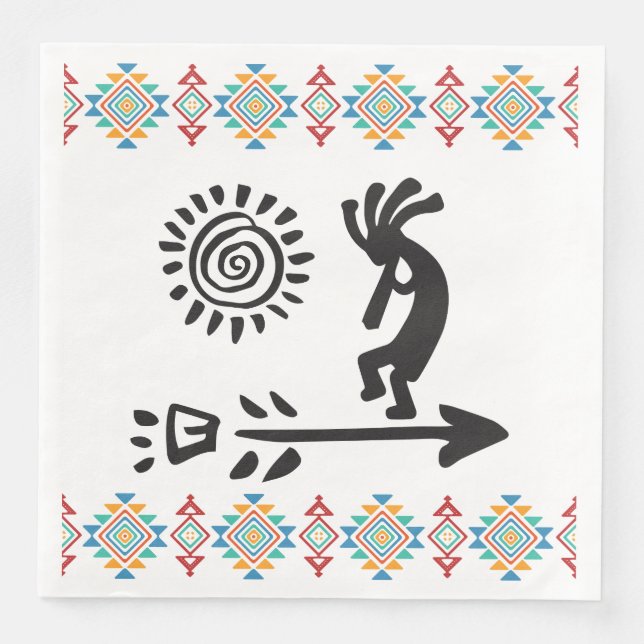 Southwestern American Indian Kokopelli Paper Dinner Napkins (Front)