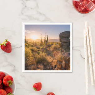 Southwestern Arizona Cactus Sunset Napkins