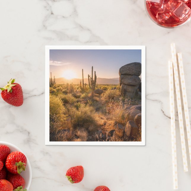 Southwestern Arizona Cactus Sunset Napkins (Insitu)
