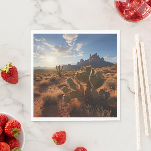 Southwestern Arizona Cactus Sunset Napkins (Insitu)