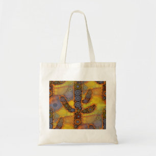 Southwestern Arizona Saguaro Cactus Mosaic Design Tote Bag
