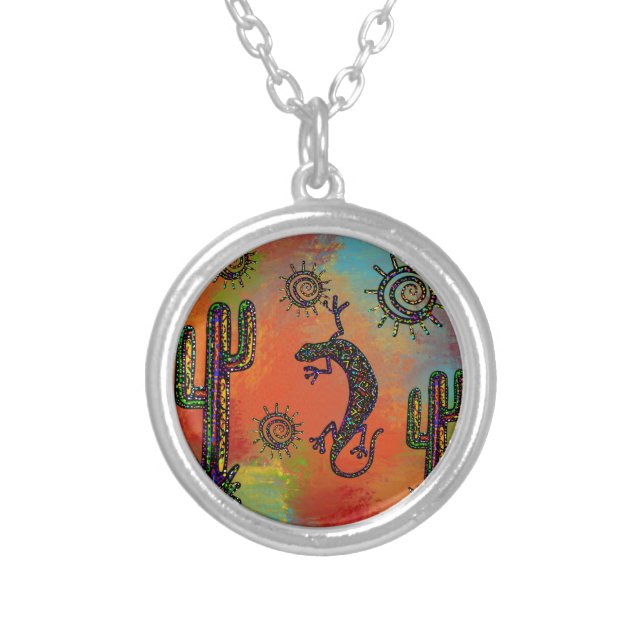 SOUTHWESTERN ART SILVER PLATED NECKLACE (Front)