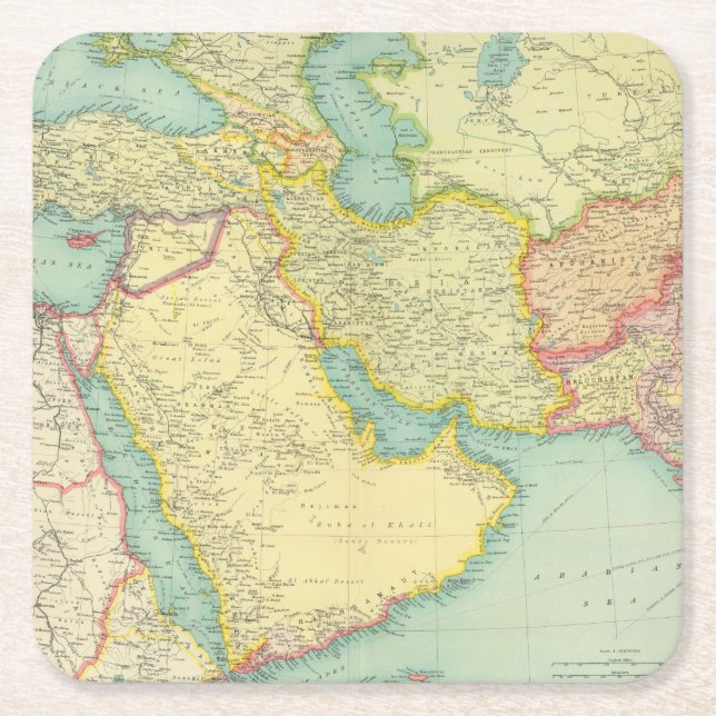Southwestern Asia Square Paper Coaster (Front)
