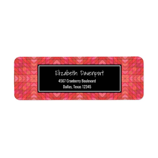 Southwestern Aztec Style Geometric In Red And Pink Label (Front)