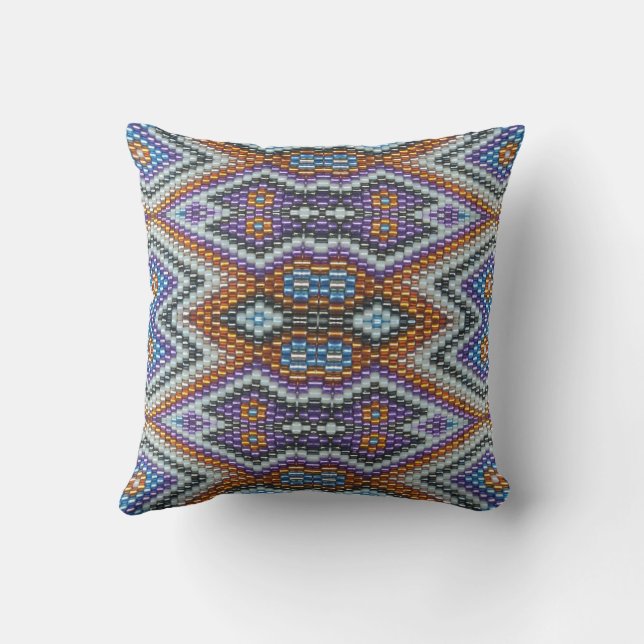 Southwestern Bead Art Throw Pillow (Back)