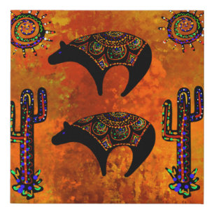 Southwestern Bear Art Faux Canvas Print