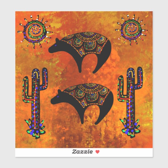 Southwestern Bear Art Sticker (Sheet)