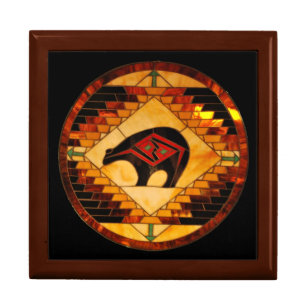 Southwestern Bear Stained Glass Design Jewelry Box
