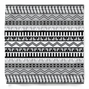 Southwestern Black and White Geometric Patterns Bandana