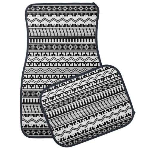 Southwestern Black and White Geometric Patterns Car Floor Mat