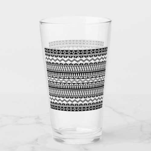 Southwestern Black and White Geometric Patterns Glass