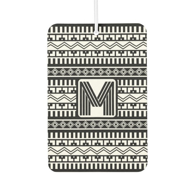 Southwestern Black & White Geometric Personalized Air Freshener (Front)
