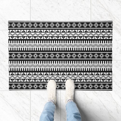 Southwestern Black White Gray Geometric Patterns Doormat