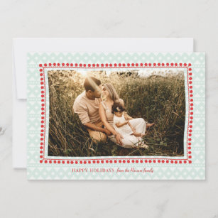 Southwestern Blanket Mint Red Holiday Photo Card