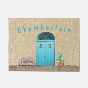 Southwestern Blue Doors Kokopelli Cactus Custom Doormat