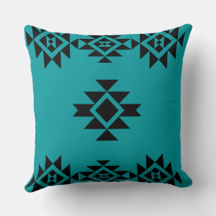 SOUTHWESTERN BLUE GEOMETRIC PATTERN THROW PILLOW