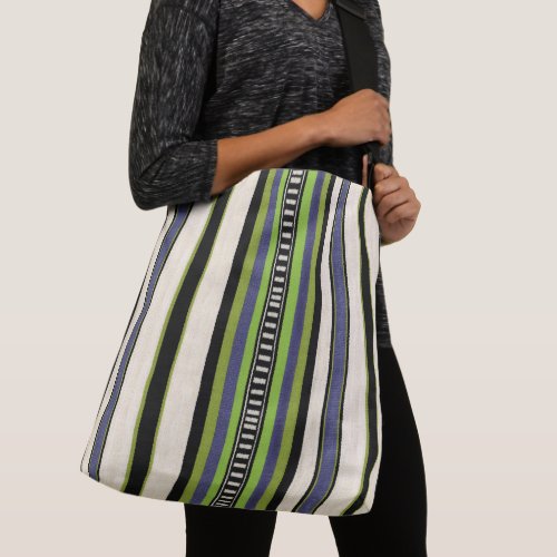 Southwestern Boho Green Stripes Crossbody Bag