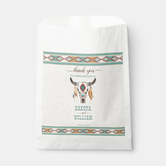 Southwestern boho tribal ranch wedding thank you favor bag (Front)