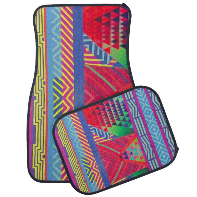southwestern borders and triangles collage car floor mat (Set)