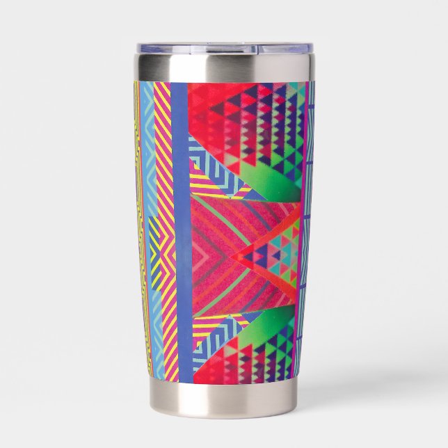 southwestern borders and triangles collage insulated tumbler (Front)